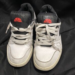 Nike Men's Full Force Low Shoes - White and Black Sneakers with Red Logo